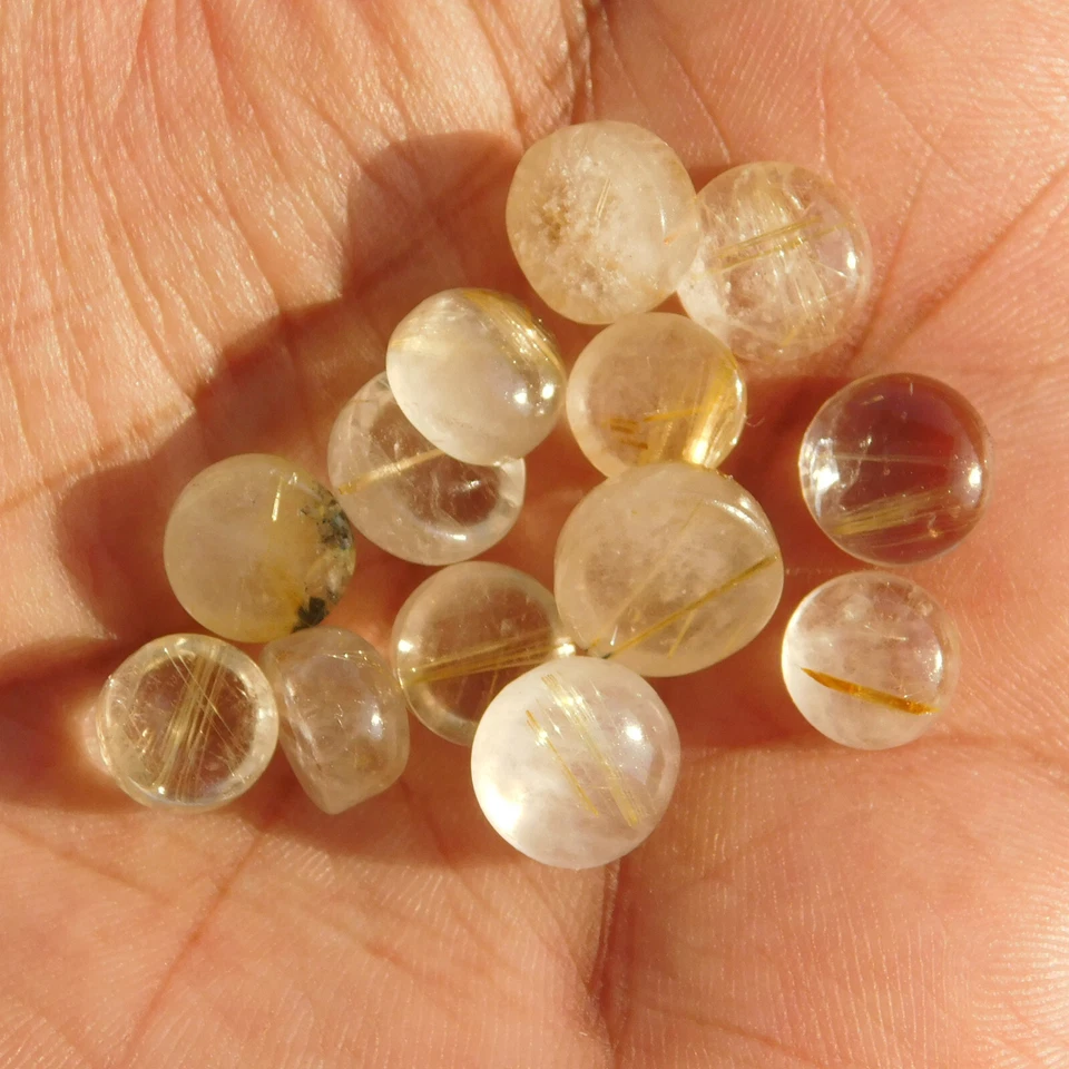 Natural Golden Rutile Round 4x4 mm to 20x20 mm Cabochon Loose Gemstone Lot - Image 4 of 4