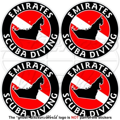 UNITED ARAB EMIRATES SCUBA DIVING Flag Card Shape Circular 50mm x4