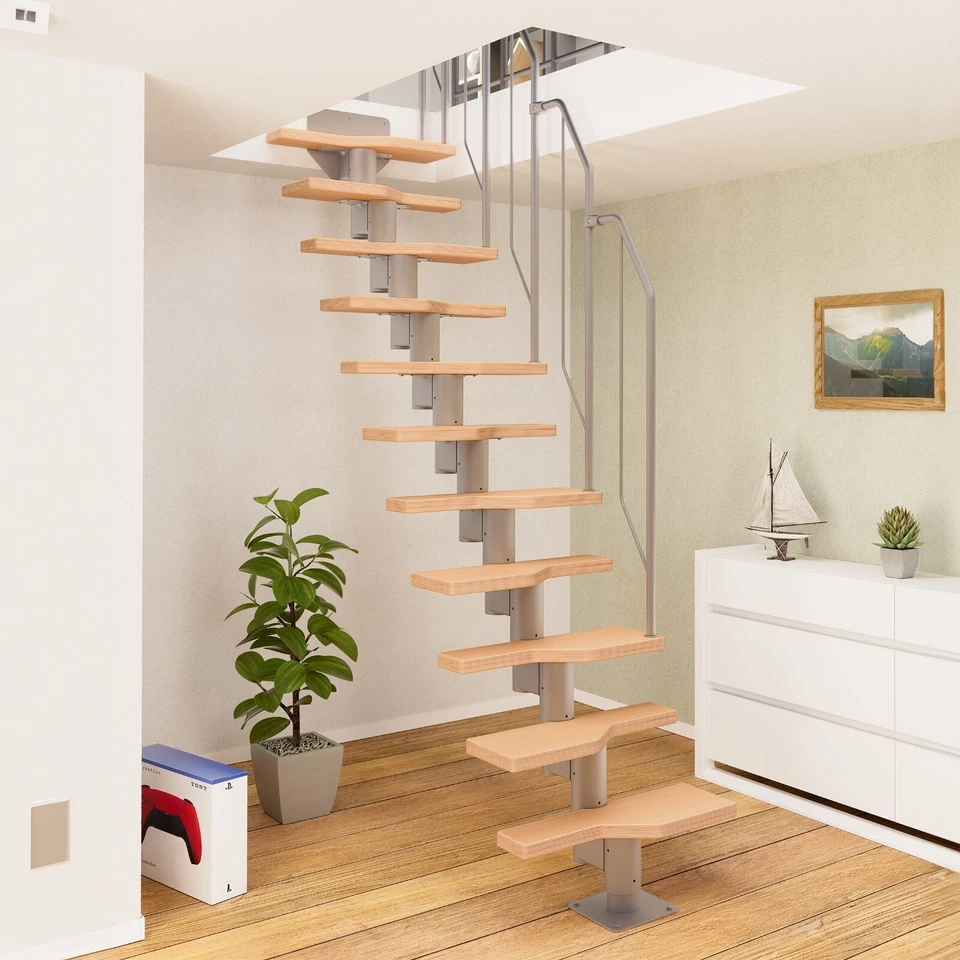 DOLLE Raumspartreppe Mittelholmtreppe Buche gewendelt oder gerade 222 bis 276 cm - Bild 2 von 4