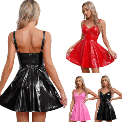 Womens Slip Dresses Backless Mini Short Dress A-Line Clubwear Gothic  Festival