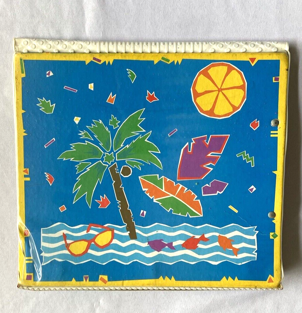 メモ帳　はっぴぃRing Ring Tropical　夏・ハッピー学園生徒手帳 Mead Vintage 90s Trapper Keeper Blue Sky Beach Palm Tree Notebook