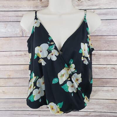 Free Press Nordstrom Rack XS Floral Cami Tank Top Black Boho Festival Edgy
