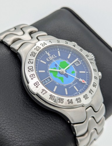 Ebel Sportwave Meridian Gmt Automatique Monde Timer Acier Inox Ø40 MM Montre #32 - Photo 20 sur 20