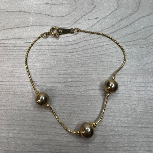 Claire's Chain Ankle Bracelet Metal Beaded Ball 7.5"L Anklet Goldtone