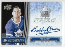 17/18 UD MAPLE LEAFS CENTENNIAL AKA AUTOGRAPH 'Boomer' Bobby Baun #AKABB