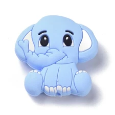 10x Silicone Blue Elephant Focal Beads Chewing Beads for DIY Baby's Toys Crafts