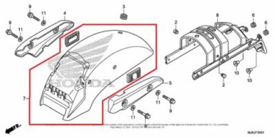 NEW OEM HONDA VT750 VT 750 REAR FENDER FAIRING BLACK 2018 18