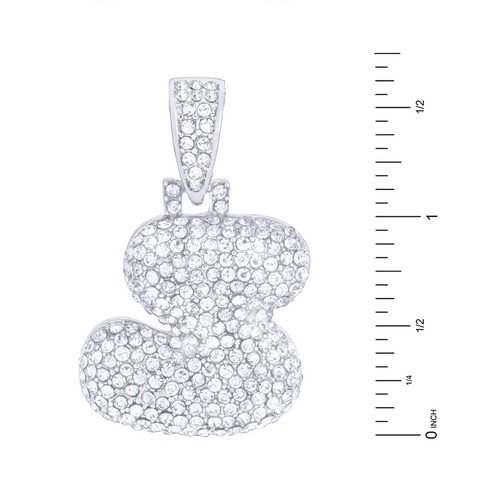 Collar colgante de cadena de cuerda de 20" con letras iniciales de burbuja enchapado en plata con letras de burbuja iniciales A - Z - Imagen 41 de 46