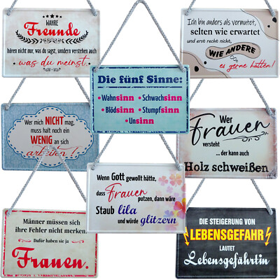 Sprüche Blechschild Kordel 16x11cm lustige Schilder Spruch Geschenk Idee  Frauen