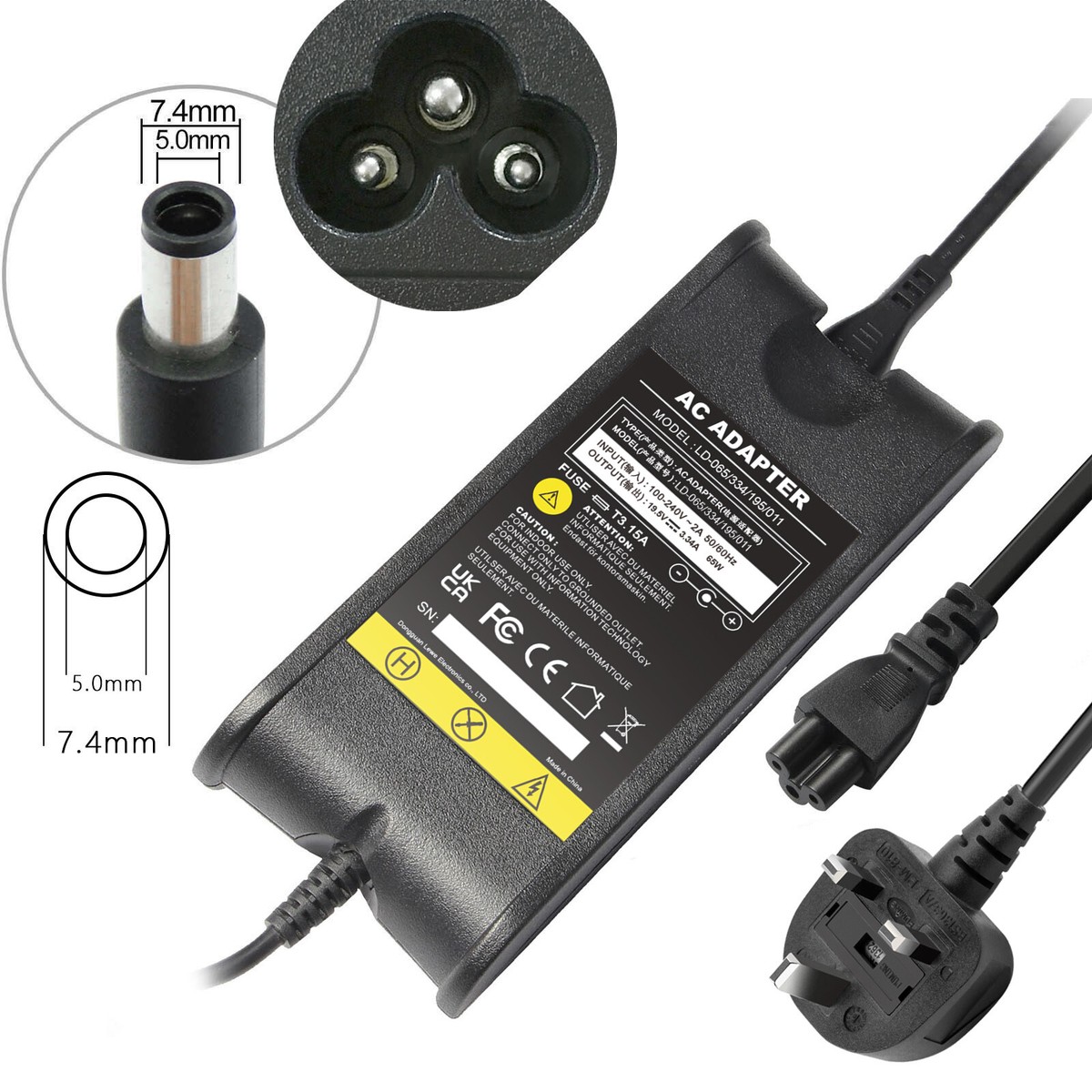 Dell 90w 4.5mm Ac Adapter 90W AC Adapter For Dell Latitude Laptops – E6400, E6500, E6410, E4300, 19.5V 4.62A, 3-Year Warranty Cargador Para Laptop Dell - Foto 2