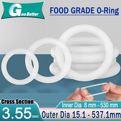 Food Grade O-Ring 3.55mm Cross Section Clear Silicone Rubber O Rings 8-330mm OD