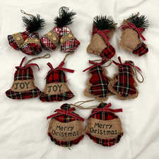 10 Pc Burlap Christmas Tree Ornaments - Soft Holiday Decor