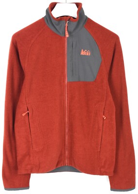 REI Polartec Sweatshirt Herren Klein Voller Reißverschluss Taschen Freizeit Rot