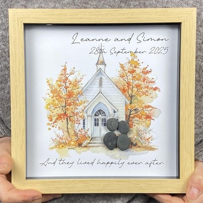 Personalisiertes Kiesel Kunst Hochzeitsgeschenk Andenken Braut Bräutigam Geschenk Herbst Mr Mrs