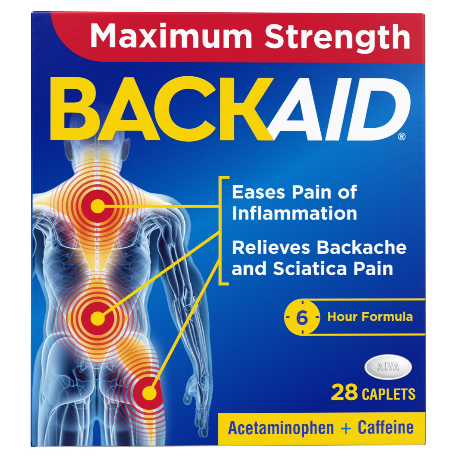 Backaid Max Maximum Strength Pain Relief Caplets, 28 CT