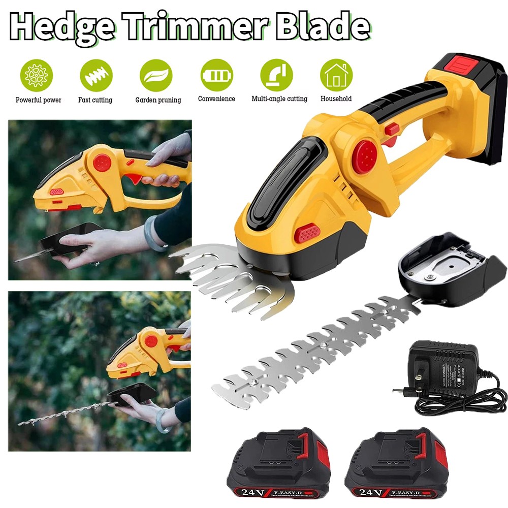 Cordless Grass Shear & Shrubbery Trimmer 2 in 1 Handheld Hedge Trimmer Electric