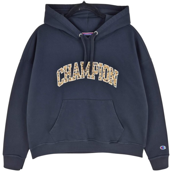 Champion Womens Black Chest Script Hoodie Size L