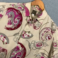 Vintage Alfred Shaheen Shirt Mens Large Pure Silk Hawaiian Camp 50s 60s RARE VTG