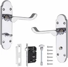 Epsom Style Bathroom Internal Door Handle with Mortise Lock Set, Polished Chrome