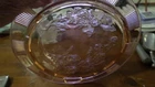 Vintage Pink Depression Glass Cake Plate Rose Pattern 3 Footed nice