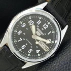 JAPAN VINTAGE REFURBISHED SEIKO 5 AUTOMATIC 6309A MENS BLACK WATCH a441682-1