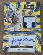 Lenny Moore 2024 Select 2-Color Gold Prizm Patch Autograph 4/10 Baltimore Colts