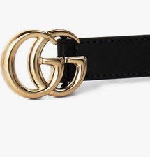 Gucci GG Marmont Thin Leather Belt Black, Size 90