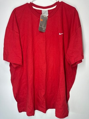 Vintage Y2K Nike Small Swoosh Red Plain Basic T-Shirt Short Sleeve - 3XL