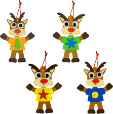 12 Pack Foam Christmas Reindeer Ornament Craft Kit for Kids Ages 4-12