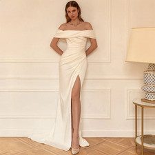 Strapless Wedding Dresses Off Shoulder Mermaid High Split Backless Bridal Gowns