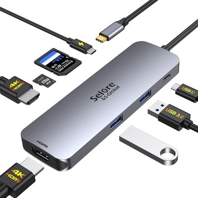 USB C Docking Station with Dual HDMI Ports, PD Charging, SD/TF, USB A&C 3.0 