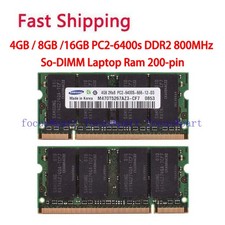 SAMSUNG 4GB/8GB/16GB 2Rx8 DDR2 800MHz PC2-6400 200-Pin SO-DIMM Laptop Memory