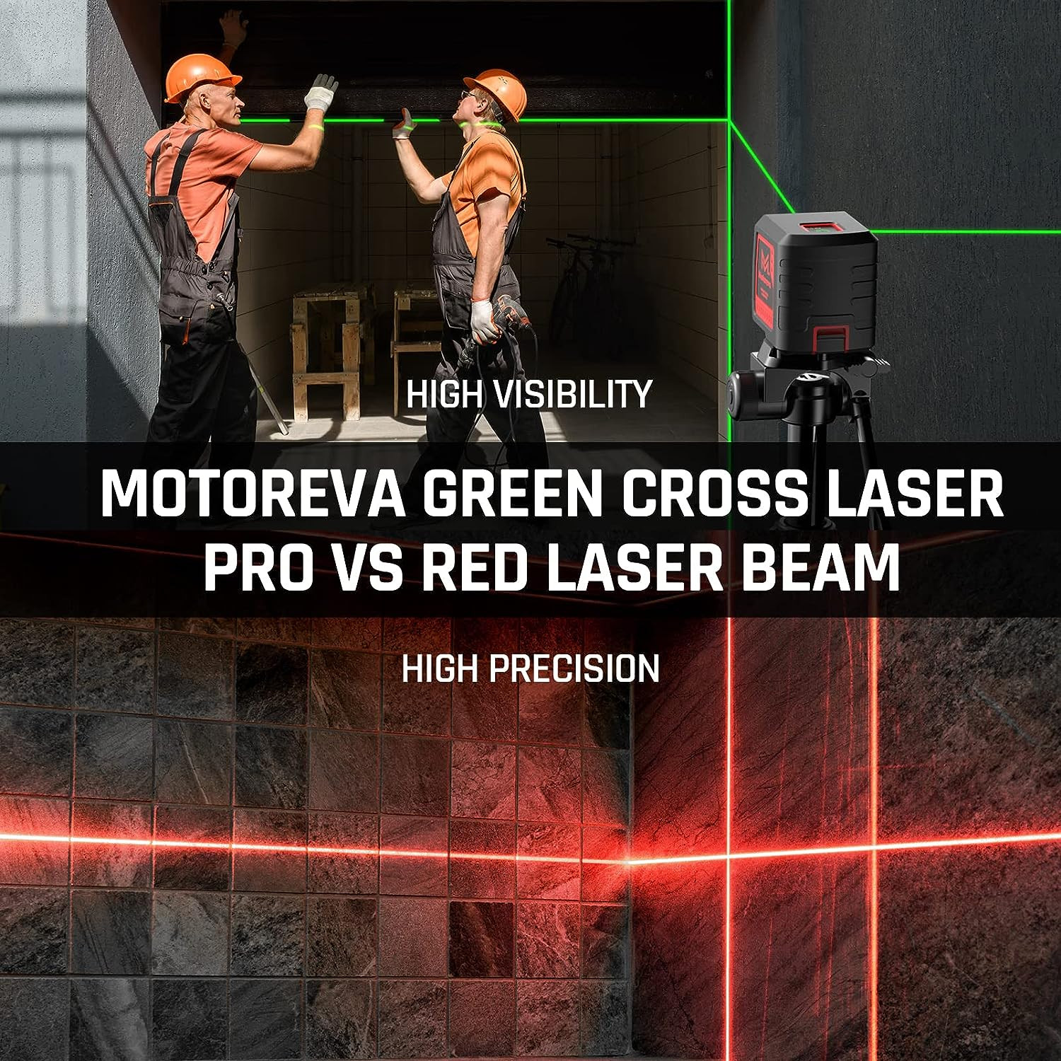 Laser Level, 100 Feet Self Leveling Laser Level, Green Cross Line Rotary Lasers,