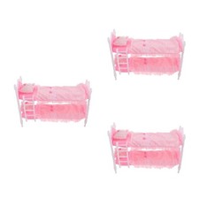  3er-Set Puppenhausmöbel Bett: Miniatur-Etagenbett für Puppen mit Kissen und
