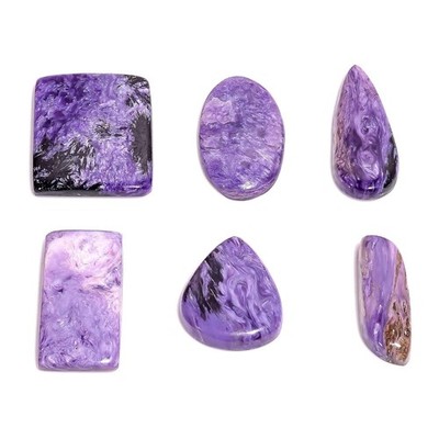 50 Carats Purple Charoite Loose Gemstone Wholesale Cabochons Lot 2 Pcs