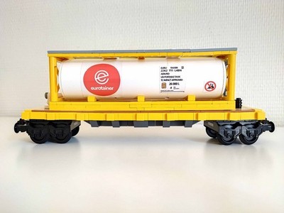 LEGO  City Zug MOC Custom Flachwagen mit aufgeklebtem Eurotainer  Tankcontainer