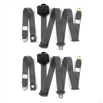 AMC Matador 1971-78 Standard 3pt Charcoal Retract Bucket  Seat Belt Kit-2 Belts