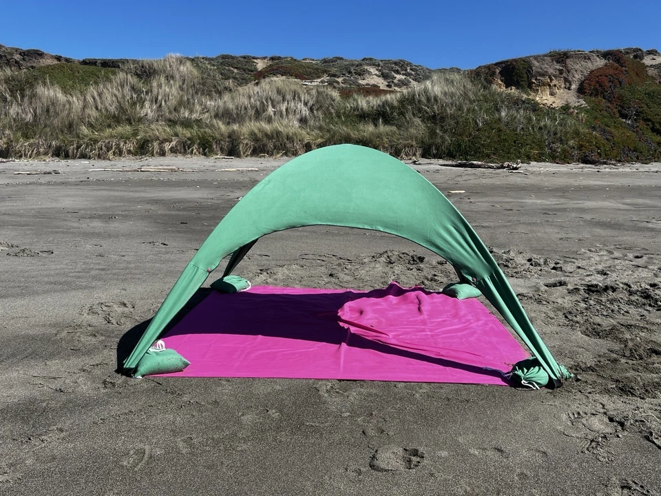 “Bechit – The All-in-One Beach Shade & Towel Tent” "Green & Purple" - Image 4 of 4