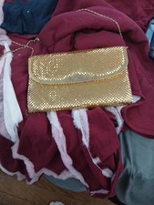 Vintage Gold Mesh Evening Clutch with Chain Strap