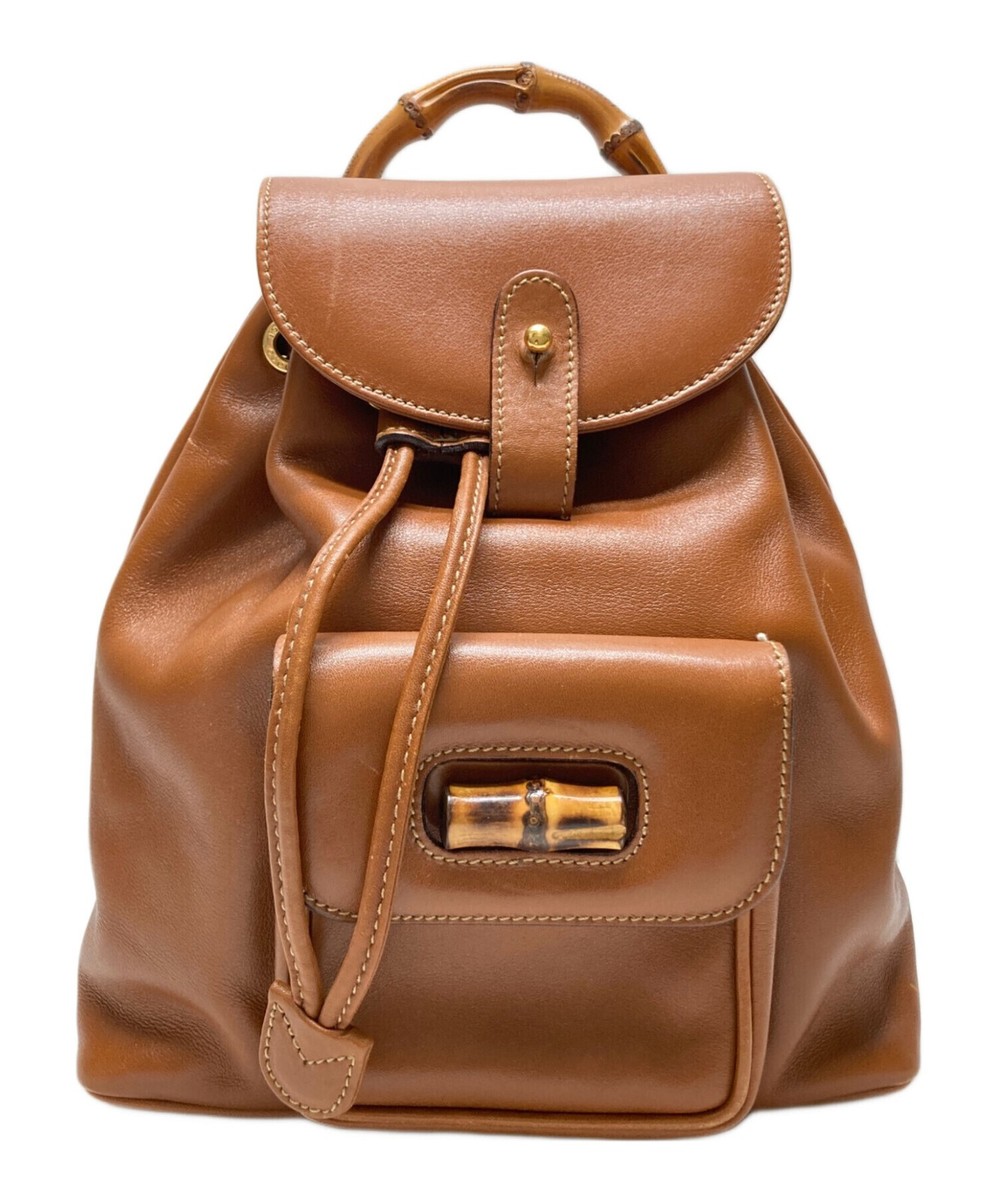 Gucci Brown Leather Backpack with Bamboo Handle Vintage Gucci Bamboo Handle Leather Backpack | c.1980s  main image 2