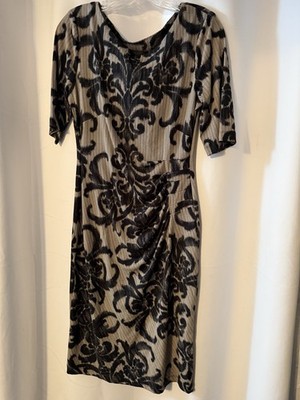 Connected Apparel Womens Size 10 Short Sleeve Striped Ruched Sheath Dress A117
