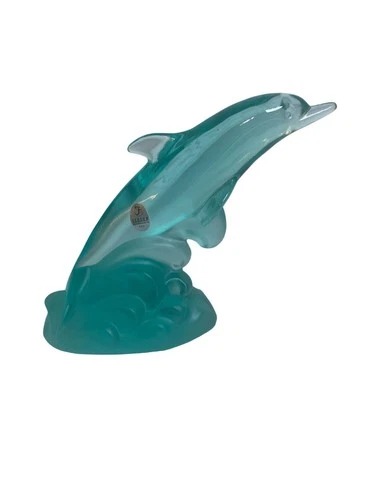 Fenton Glass Dolphin Figurine Seafoam Green Handmade USA 5.5 Inches