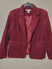 Dressbarn Blazer Womens Medium Red Corduroy Jacket Work Office Basic Capsule