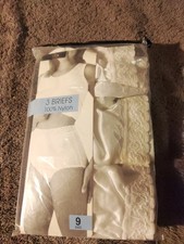 Vtg K Mart White Nylon Briefs Granny Panties Size 9 Lace Trim 3 Pack NOS Pink K