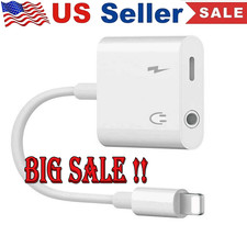 2in1 Dual Adapter 3.5mm Headphone  Charger For iPhone 14 13 12 11 XR 8 PLUS Lot
