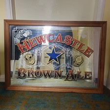Genuine Rare Vintage Newcastle Brown Ale Large Pub Mirror 35×25 inches