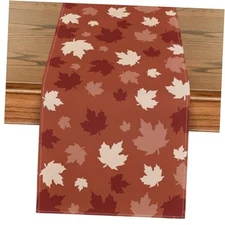  Maple Leaf 210 GSM Fall Table Runner, Seasonal 13" x 72", Table Runner Red