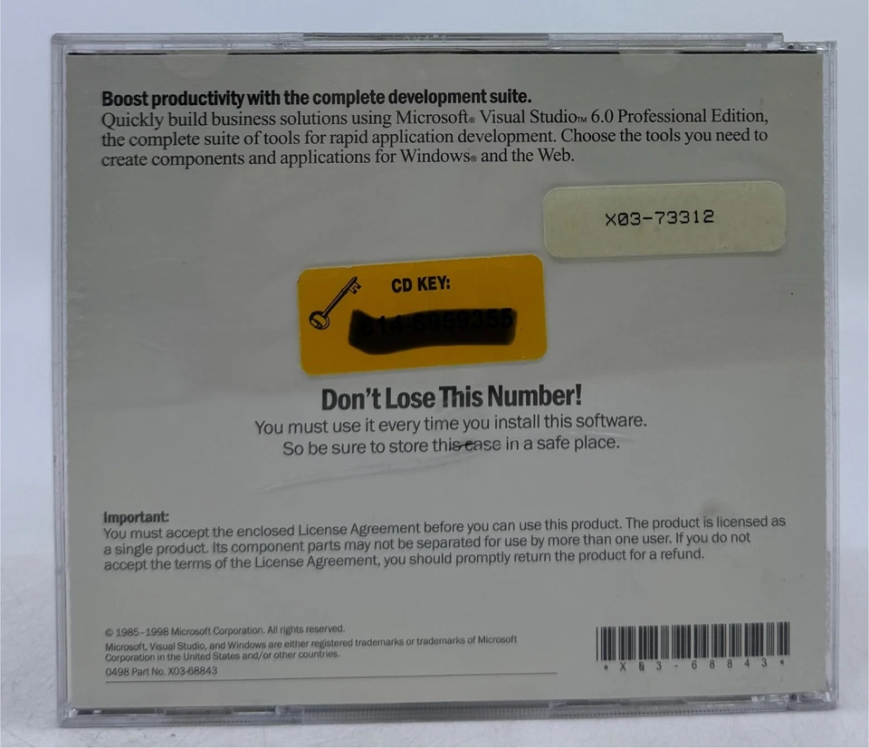 Microsoft Visual Studio 6.0 Edición Profesional Clave de Producto Coleccionista De Colección Foto 2 de 4
