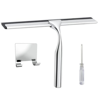 10'' Stainless Steel Shower Squeegee with Hook for Glass, Mirror