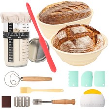 Sourdough Starter Kit Bread Baking Supplies Bread Proofing Basket 9 inch Round &